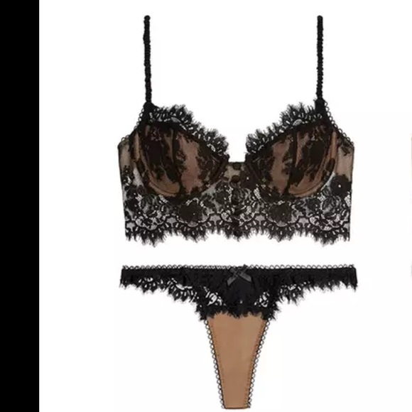 NWOT Sexy Lingerie Underwear Set Eyelash Lace Bralette Bra & Panty Sz L & XL - Picture 2 of 4